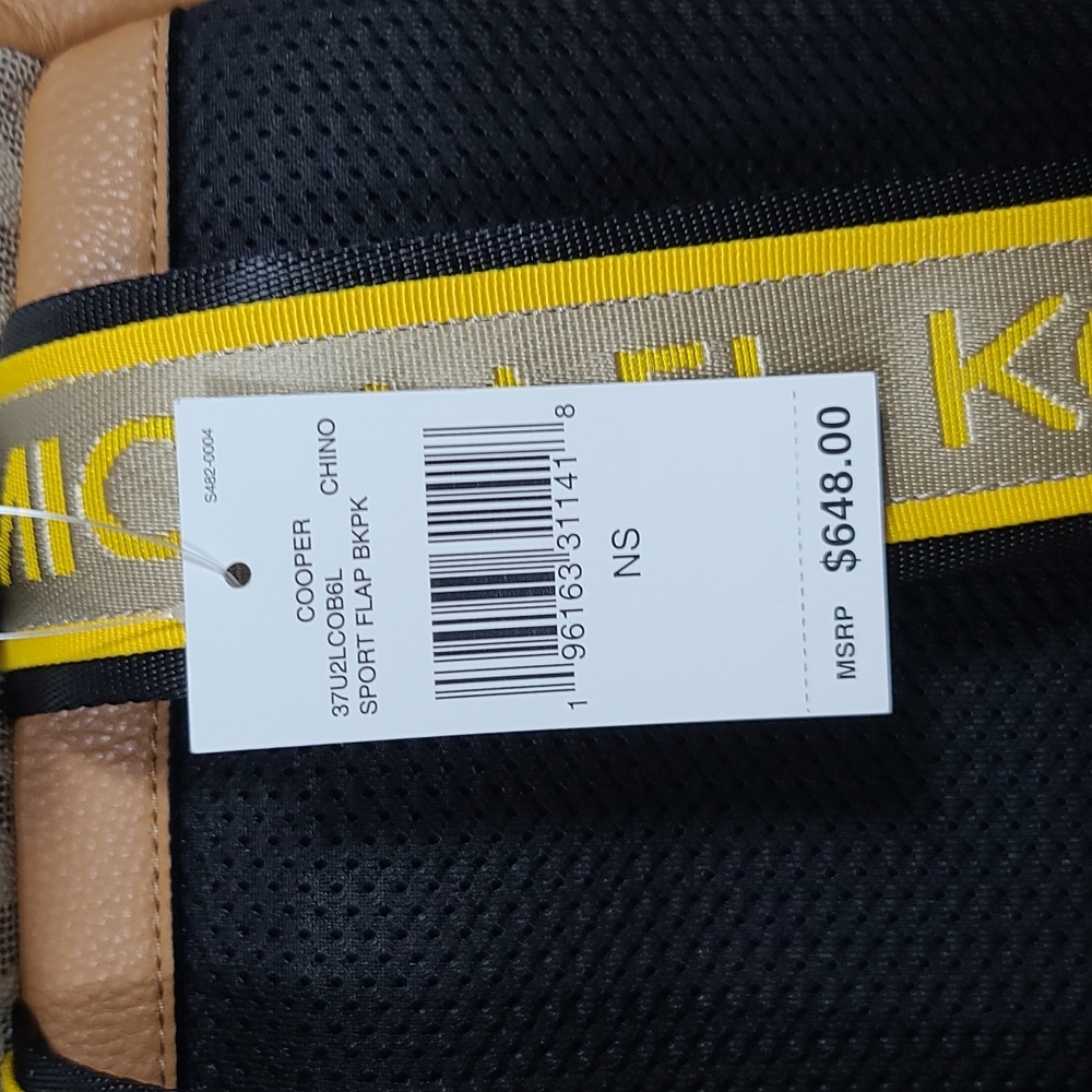 MICHAEL KORS Men's Cooper Embossed Faux Leather and Logo Stripe Backpack - Picture 3 of 9